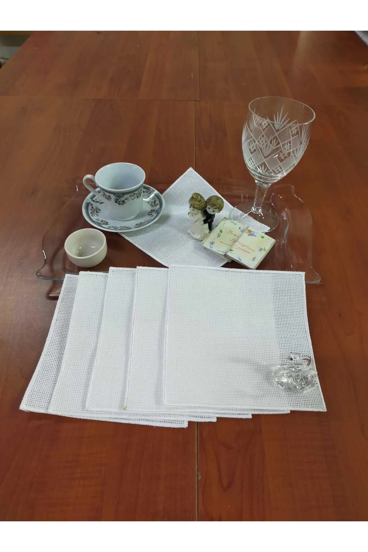 KARE EKRU SUNUM PEÇETESİ - 6 ADET  -