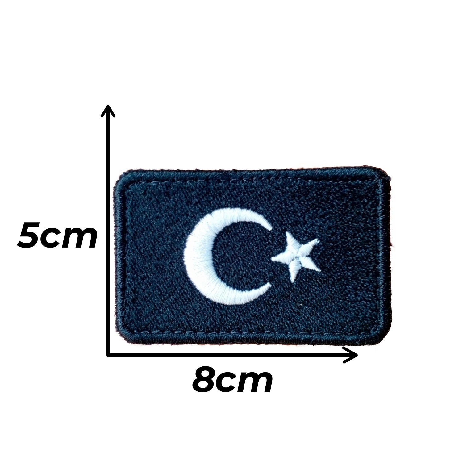 Siyah Nakış Dolgulu Türk Bayrağı