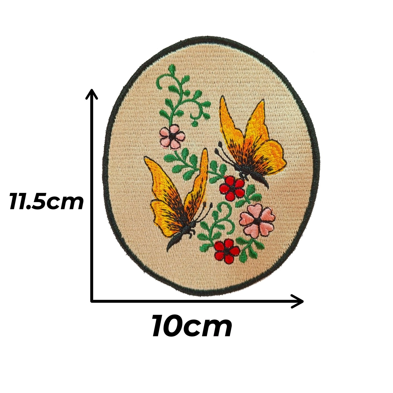 Kelebek ve Çiçek Motifli Oval Nakış 