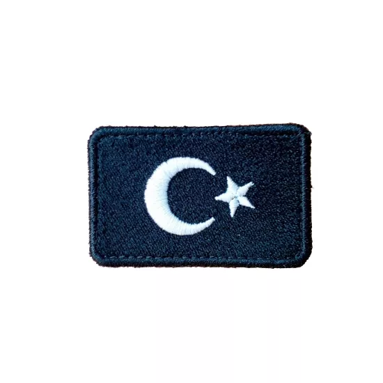 Siyah Nakış Dolgulu Türk Bayrağı, Arma Patch 