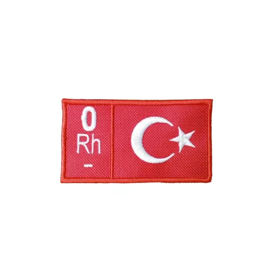 Türk Bayraklı 0 Rh- Kan Grubu, Nakış Arma Patch
